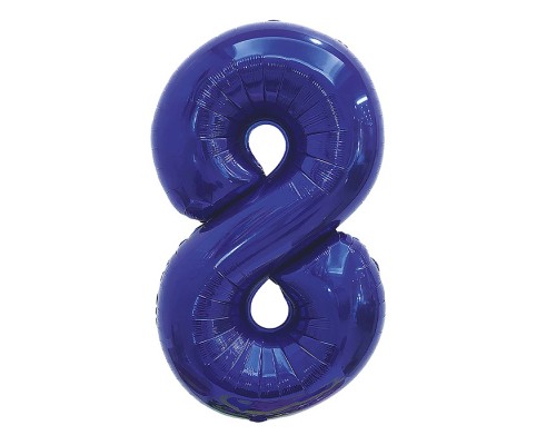 Шар (32''/81 см) Цифра, 8, Темно-синий, 1 шт. в уп.