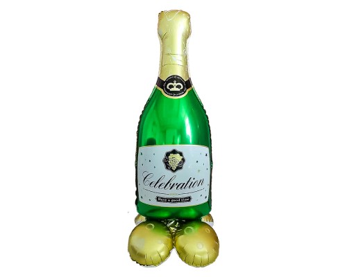 Шар 3D (51''/130 см) Фигура на подставке, Бутылка Шампанское, 1 шт. в уп.