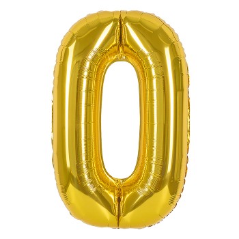 Шар (40''/102 см) Цифра, 0, Золото, 1 шт. в уп.