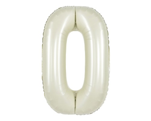 Шар (40''/102 см) Цифра, 0, Белый песок, Сатин, 1 шт. в уп.