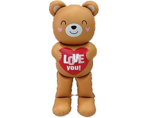Шар 3D (61''/155 см) Фигура, Мишка с сердцем, 1 шт. в уп.