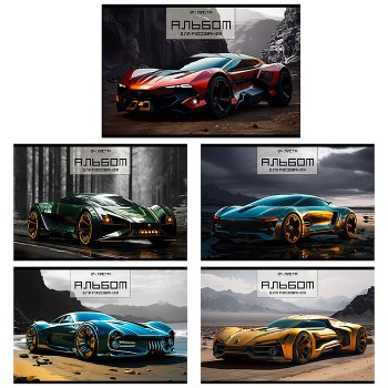 Альбом для рисования 24л. "Спорткар" А4 скрепка