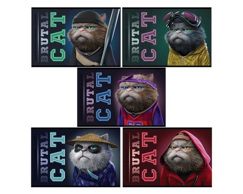 Альбом для рисования 24л. "Брутальные коты" А4 скрепка