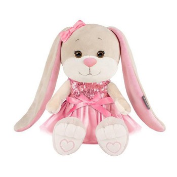 Зайка Лин в розовом платье с пайетками, 20 см, в коробке