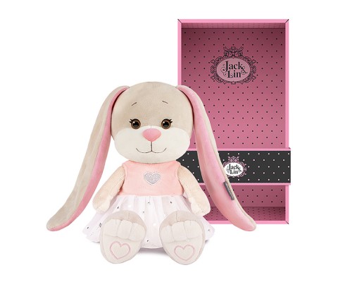 Зайка Лин в платье с сердечком, 20 см, в коробке