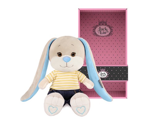 Зайчик Жак в футболке и джинсах, 20 см, в коробке