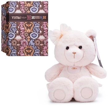 Медведь Эльза в юбке с бантом, 25см, персиковый