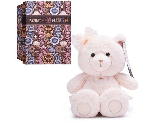 Медведь Эльза в юбке с бантом, 25см, персиковый