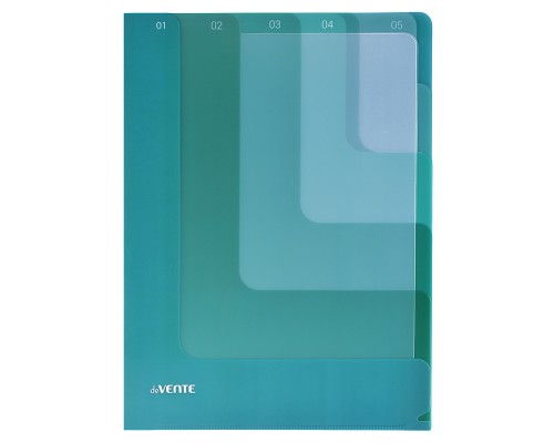 Папка-уголок c 5-ю отделениями "Degrade" A4 (230x310 мм) полипропилен 180 мкм, глянцевая, мятная, эффект деграде,  индивидуальная маркировка