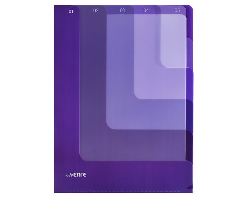 Папка-уголок c 5-ю отделениями "Degrade" A4 (230x310 мм) полипропилен 180 мкм, глянцевая, сиреневая, эффект деграде,  индивидуальная маркировка