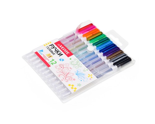 Набор ручек гелевых "Hit Metallic" 12 цветов металлик, d=0,8 мм, прозрачно-матовый корпус