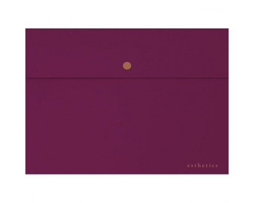 Папка-конверт на кнопке "Esthetics" A4 (320x235 мм) 350 мкм, фактура "soft-touch" индивидуальная упаковка, непрозрачная бургунди