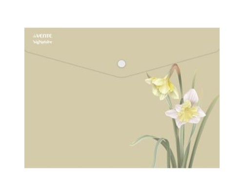 Папка-конверт на кнопке "SigNATURE" A4 (335x240 мм) 180 мкм, непрозрачная с рисунком, индивидуальная маркировка