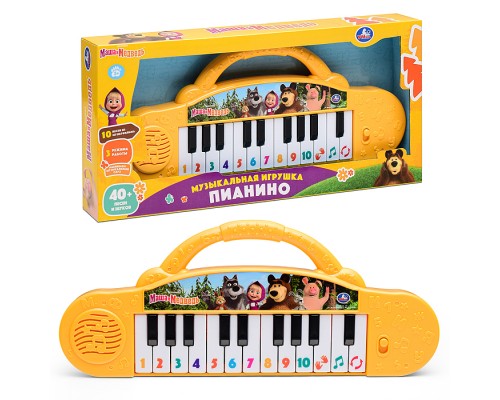 Пианино "Маша и Медведь" (40 песен, стихов и звуков, бат.) в коробке