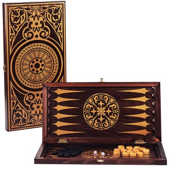 Нарды средние венге, рисунок золото "Круговой орнамент" (480*240*40)