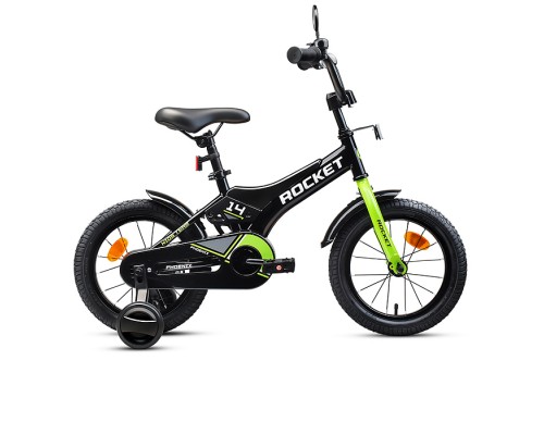 Велосипед 14" Rocket Phoenix, цвет черно/зеленый