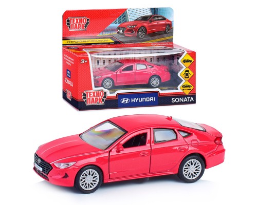 Машина металл Hyundai Sonata 12 см. (двери, багаж, красный) инерц., в коробке