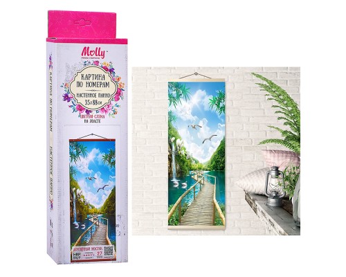 Картина по номерам 35х88 "Панно. Деревянный мостик" (27 цветов)