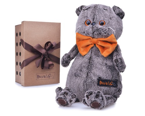 Кот Басик в рыжем бархатном банте