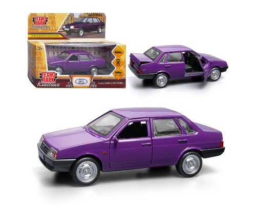 Машина металл LADA-21099 "Спутник" 12см. (двери, багаж, баклажан) инерц., в коробке