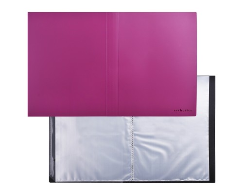 Папка с 040 вкладышами A4 "Esthetics" A4 (235x310x25 мм) полипропилен 700 мкм, фактура "soft-touch" вкладыши 30 мкм, внутренний карман 160 мкм, индивидуальная упаковка, непрозрачная бургунди