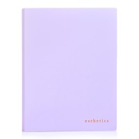 Папка с 020 вкладышами A5 "Esthetics" A5 (165x220x10 мм) полипропилен 700 мкм, фактура "soft-touch" вкладыши 30 мкм, внутренний карман 160 мкм, индивидуальная упаковка, непрозрачная лавандово-пепельная
