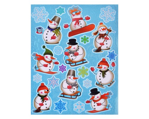 Наклейка для декора "Веселые снеговички" в пакете
