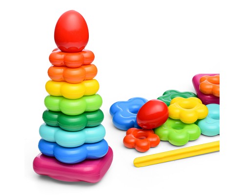 Пирамидка "Цветочек-качалка" 29 см, 10 дет (в сетке)