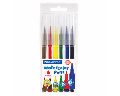 Фломастеры "Premium" 6 цветов, Классические, вентилируемый колпачок, ПВХ-упаковка с европодвесом