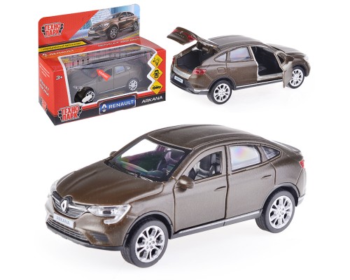 Машина металл Renault Arkana 12 см, (свет-звук, открыв. дверт, матовый бежевый) в коробке