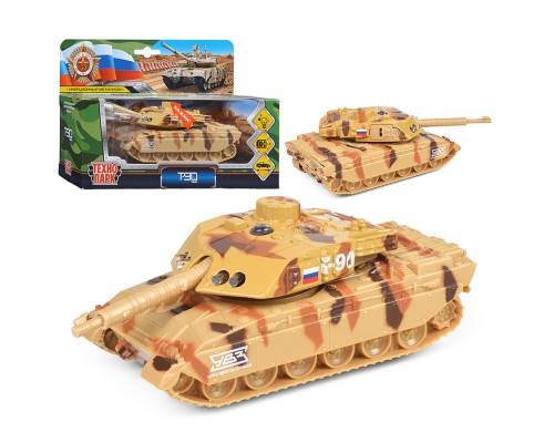 Машина металл "ТАНК Т-90" 13 см, (башня вращ., инерц., свет-звук)