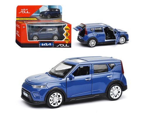 Машина металл KIA soul 12 см, (двери, багаж., темно-синий)инерц., в коробке