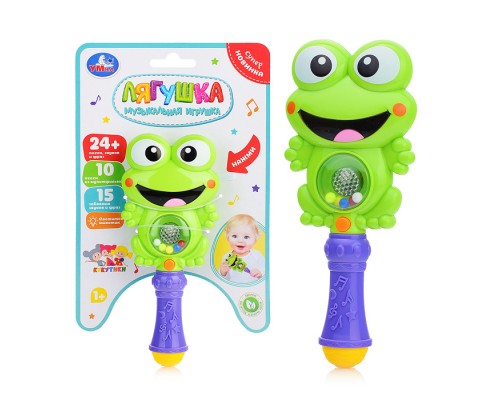 Погремушка Лягушка (24 песен, фраз, звуков, свет. бат.) на картоне