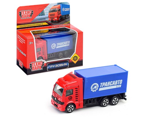 Машина металл Грузовик 10,5 см, красный, в коробке