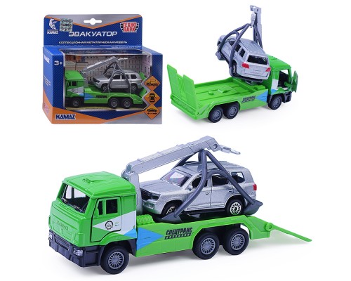 Машина металл KAMAZ Эвакуатор 12 см, (дв., подв. дет., инер.+машина 7,5 см,) в коробке