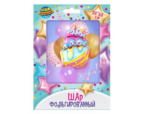 Шар фольгированная фигура "Торт" 61*108 см.