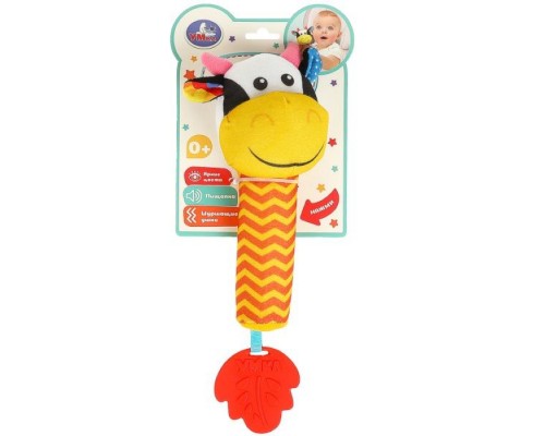 Погремушка - пищалка "Коровка" на блистере