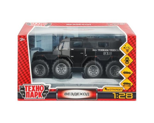 Вездеход металл свет-звук, 3 реж, двери, багажник, аморт. колес, 22,5 см, черный