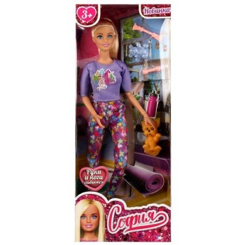 Кукла 29 см София, руки и ноги сгиб, собака, аксессуары