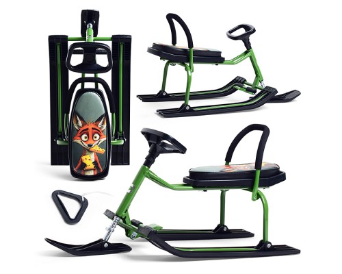 Игрушка Снегокат детский 212 "Play" разборный с высокой рамой и со спинкой (Хитрый лис)