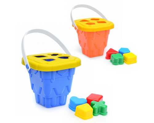Ведро детское Башня с крышкой и с 4 логическими фигурами