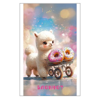 Блокнот 16л. клетка А7 "Лама-сладкоежка"