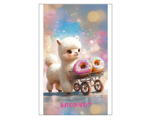 Блокнот 16л. клетка А7 "Лама-сладкоежка"