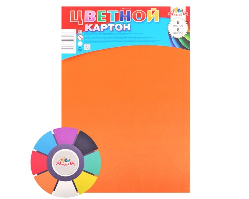 Картон цветной А4 8л. 8цв. "Обучайка"