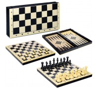 Игра 3 в 1 (Шахматы, шашки, нарды, доска дерево+пластик)