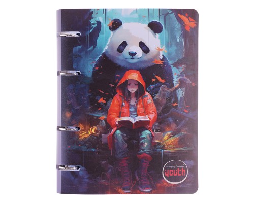 Тетрадь 80л. "Аниме. Девочка и панда" А5 на кольцах пластиковая обложка