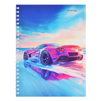 Тетрадь 48л. линейка "Спортивное авто" на гребне