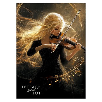Тетрадь для нот 16л. вертикаль "Скрипачка" офсет