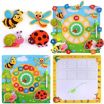 Пазл-вкладыш "Изучаем время. Лесная полянка"