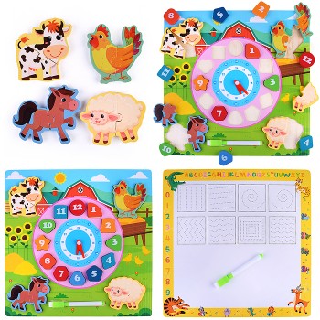 Пазл-вкладыш "Изучаем время. На ферме"